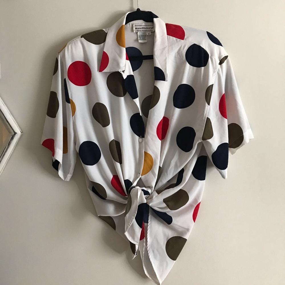 Polka Dot Silky Button Down